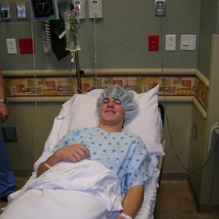 Alex in the hospital before surgery