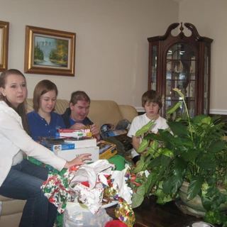 Alex, Anna, Josh, and Nicole at Christmas