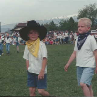 Alex at school with a cowboy hat