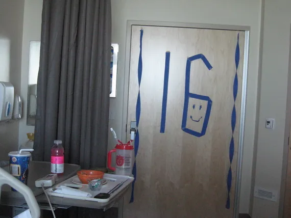 16 on Alex's hospital room door