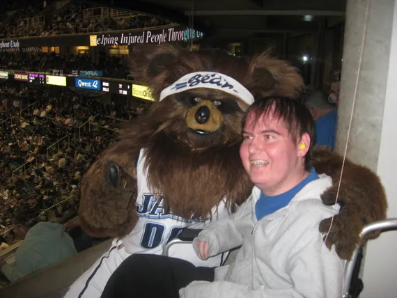 Alex with the Jazz bear