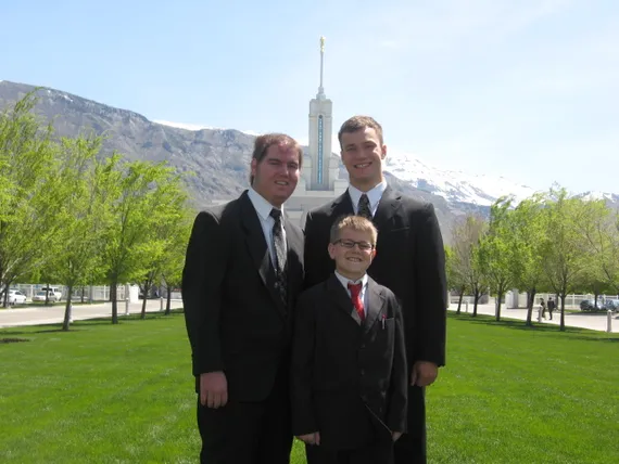 Alex, Chris, and Josh in front of the temple