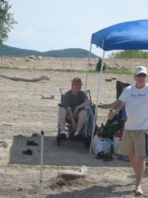 Alex in his wheelchair at the lake