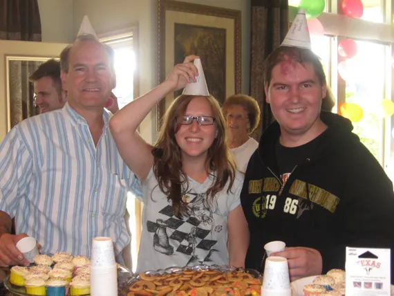 Alex, Dad, and Madison and his tumor shrinking party