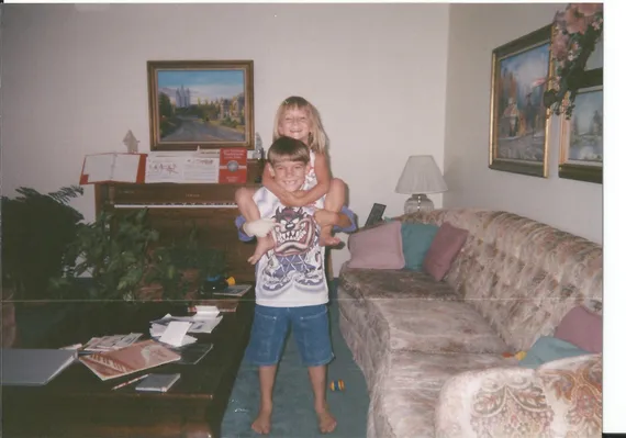 Alex giving Nicole a piggyback ride