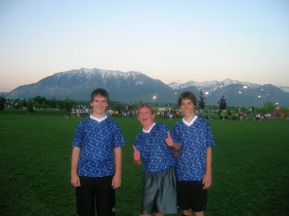 Alex, Matt, and Jacob after a soccer game