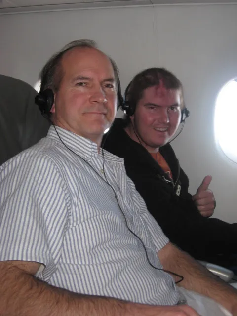 Alex and dad in the plane