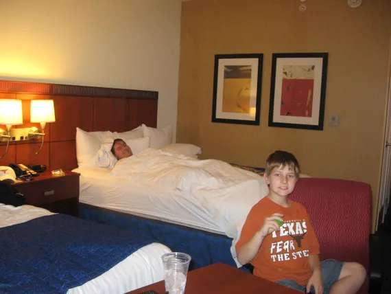 Alex and Josh in the hotel room